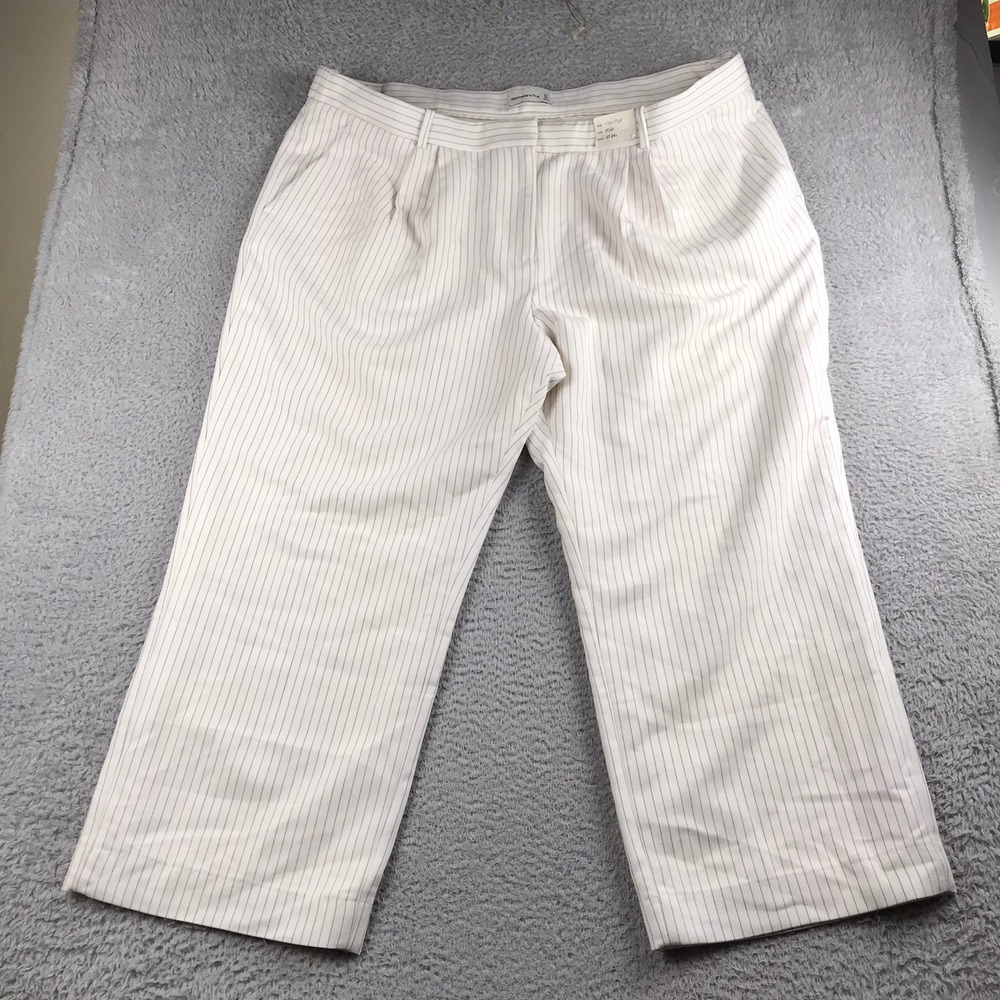 Abercrombie & Fitch Ultra High Rise Wide Leg Pants Women 24S White Pinstripe NEW